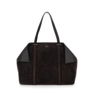 Ferragamo Brown Tote bag with Folded Corners and Logo Lettering Embossed on the Front in Suede Woman Goat Calf