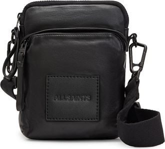 AllSaints Falcon Leather North/South Crossbody Pouch in Black at Nordstrom