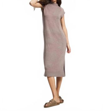 Soma Premier Knit Sweater Wrap And Funnel Neck Midi Dress Set In Heather Fawn