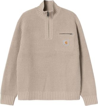 Carhartt Work in Progress Detroit Half Zip Sweater - Heren - Coltruien - Beige - L - Truien & Vesten
