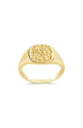 Sterling Forever 14K Gold Plated Hammered Signet Ring at Nordstrom Rack, Size 6
