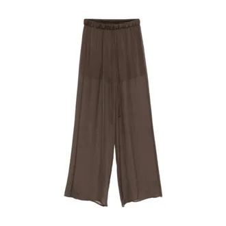 Alysi Wide Trousers, female, Brown, Size: 2XS Pantalone Chiffon Lungo