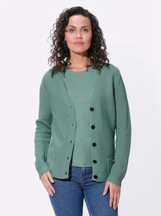 Casual Looks Strickpullover CASUAL LOOKS Twinset, Damen, Gr. 40, gr&uuml;n (jade), 100% Baumwolle, unifarben, Pullover Strickpullover