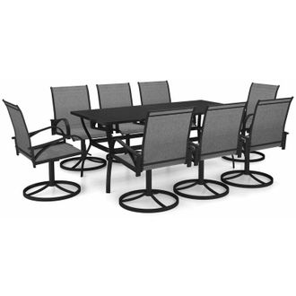 vidaXL 9 Pcs Dining Set Para Textilene Y Steel Garden