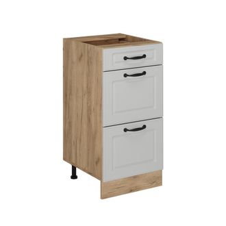 Vicco Mueble Bajo De Cocina R-line, Blanco Casa De Campo, 40 Cm Con Cajones, Sin Encimera Vicco