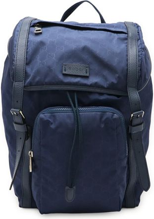 Gucci Navy Nylon Leather Backpack (Pre-Owned)