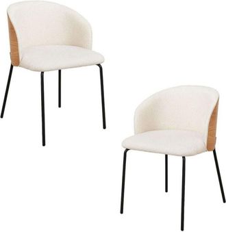 Regalos Miguel Packs Sillas Comedor - Pack 2 Sillas Glacia Tela Blanca con Respaldo Tapizado en Madera