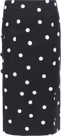 Monse black white polka dot stif cotton button side pencil skirt US0 26