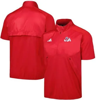 adidas Mens adidas Red Fresno State Bulldogs Sideline AEROREADY Raglan Short Sleeve Quarter-Zip Jacket at Nordstrom, Size Small