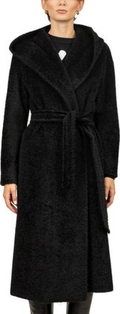 Max Mara Jassen, Dames, Zwart, S, Wol, Lange Zwarte Alpaca Wollen Jas met Capuchon