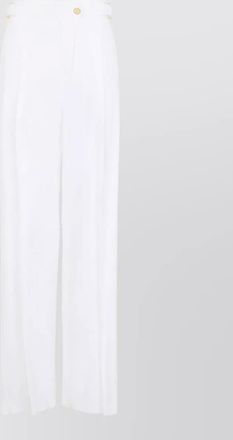 Elisabetta Franchi high waist linen trousers button detail