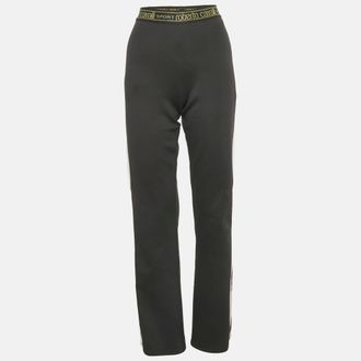 Roberto Cavalli Black Jersey Contrast Trimmed Pants