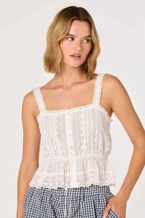 Astr Saanvi Eyelet Lace Peplum Top In White
