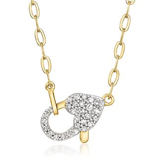 Ross-Simons Diamond Heart-Shaped Clasp Necklace in 18kt Gold Over Sterling