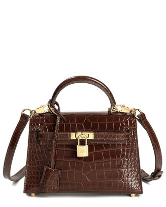 Tiffany & Fred Alligator-Embossed Leather Crossbody