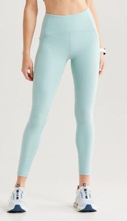 Zella Studio Luxe High Waist Pocket 7/8 Leggings in Teal Aquifer at Nordstrom Rack, Size X-Small