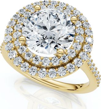 Pompeii3 Certified 2 1/2Ct Double Halo Diamond Engagement Ring 14k Gold or Pt Lab Grown
