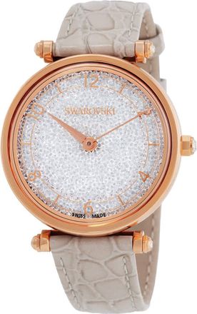 Swarovski Crystalline Wonder Leather Strap Pvd Rose Gold Beige Crystal