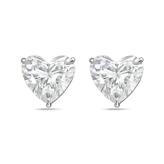 Diana M. Jewels 14Kt White Gold 2.00 cts Lab Grown Heart shaped Diamond Studs