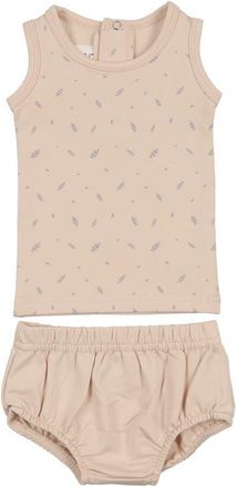 Maniere Kids Elegant Leaves Cotton Blend Tank Top & Bloomers Set in Biscuit at Nordstrom, Size 12M