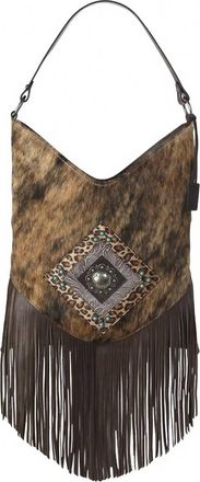 Ariat Ladies Leopard Print Shoulder Bag In Brown Hide