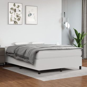vidaXL Vidaxl - Cama Box Spring Con Colch&oacute;n Cuero Sint&eacute;tico Blanco 140x190 Cm