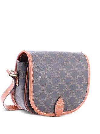 Celine Folco Bag Triomphe Coated Canvas Medium crossbody bag - Brown