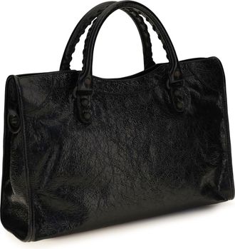 Balenciaga Womens Shoulder Bag Le City Black Lamb Leather