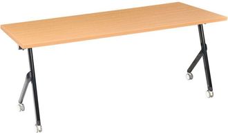 Beliani Escritorio Rectangular Moderno Plegable Con Ruedas Mesa M&oacute;vil Port&aacute;til 180 X 60 Cm Estructura De Metal Marr&oacute;n Y Negro Bendi