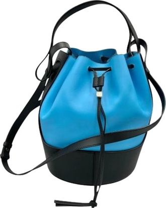 Loewe Pre-owned Bucket Bags, female, Blue, Size: ONE SIZE Pre-owned Small Leather Shoulder Bag