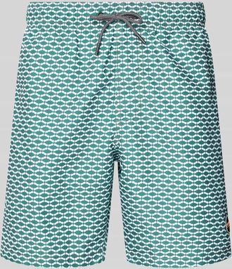 Shiwi Badehose im Allover-Look Modell Hammam Tile in Oliv, Gr&ouml;&szlig;e XXL