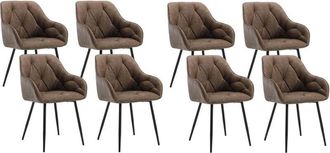 Woltu 8x Dining Chairs Faux Leather and Metal Legs for Lounge, Office, Dressing Table - Dark Brown