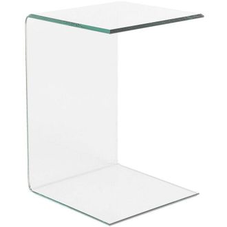 Beliani Mesa Auxiliar De Cristal Transparente 40 X 40 Cm Voladizo Minimalista Lourdes