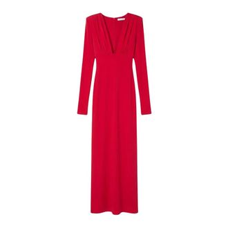 Twentyfourhaitch Aysen Lange Jurk - Dames - Jurken - Rood - Maat: M Jersey