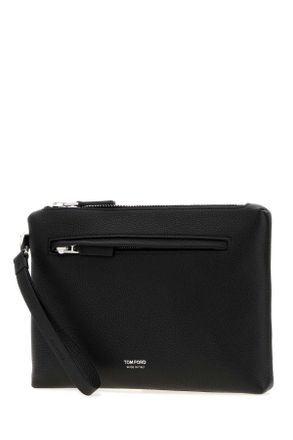 Tom Ford Mens Black Leather Clutch