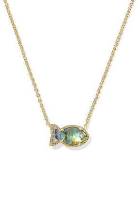 Kendra Scott Parker Short Fish Pendant Necklace in Gold Abalone Shell at Nordstrom