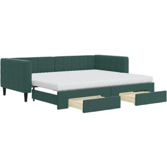 vidaXL Vidaxl - Sof&aacute; Cama Nido Con Cajones Terciopelo Verde Oscuro 90x200 Cm
