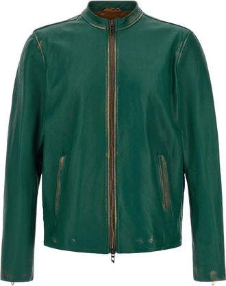 Diesel L-Racy Jacket - Heren - Leren en Su&egrave;de Jassen - Groen - XL - Leer - Jassen