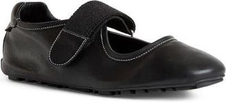 Aquatalia Quero Water Resistant Mary Jane Flat in Black Nappa at Nordstrom, Size 10.5