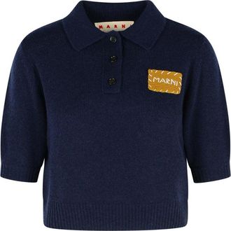 Marni Polo Sweater In Dark Blue Cashmere