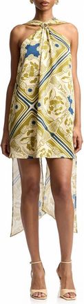 Avec Les Filles Scarf Drape Halter Minidress in Monaco Harbor at Nordstrom, Size 12