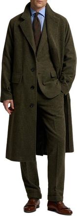 Ralph Lauren Purple Label Wool & Silk Blend Tick Weave Topcoat in Loden Multi at Nordstrom, Size 40