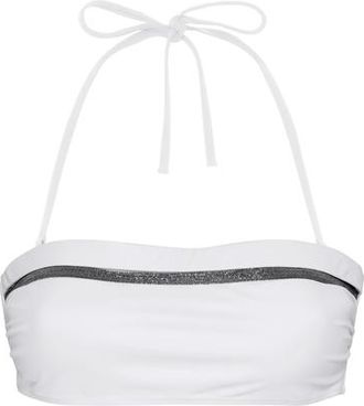 Brunello Cucinelli Bikini bandeau top with monili in White at Nordstrom, Size 36 It