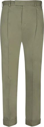 Pantaloni Torino Groene Katoenen Rechte Pijp Broek - Heren - Nette broeken - Groen - XL - Katoen - Broeken