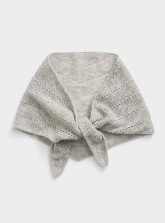 Simons Womens Openwork knit alpaca triangle scarf Exclusive collection from Italy