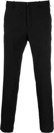 Incotex Zwarte- zwarte wollen broek met cropped pijpen - Heren - Chinos - Zwart - S - Wol - Broeken