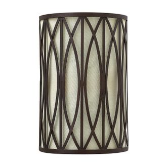 Loops Twin Wall Light Lattice Style Metal Outer Linen Shade Bronze LED E14 60W