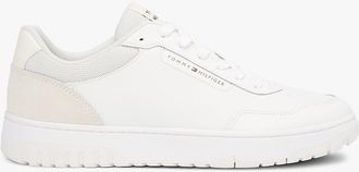 Tommy Hilfiger Mens Leather & Suede Mix Low-Top Sneaker - White - US 11.5 / EU 45