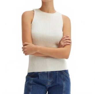 Crescent Renae Lurex Ribbed Tank Top In Pearl