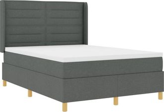 vidaXL Box Spring Bed with Mattress Grey 160 x 200 cm Fabric vidaXL